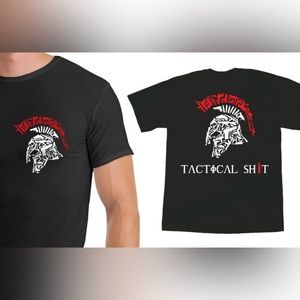 Tactical Black Spartan T-Shirt - Full Logo On The Back - Men Size XXL